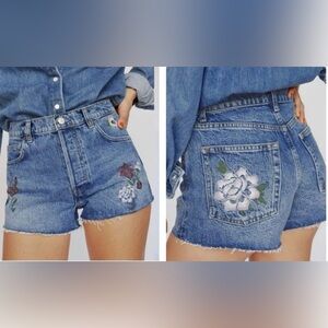New Reformation Jeans Charlie High Rise Denim Shorts Women’s Size 29 Butterfly